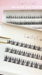 Set of false eyelashes with 'Lashy Lab' branding on a white background.
